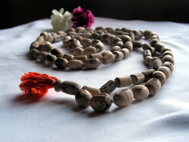 Traditional 108 beads Tulsi Japa Mala with Sumeru bead used for sacred Naam Jap